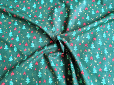 Bottle Green Christmas Trees Cotton Fabric Christmas Fabric, Festive Fabric, Holiday Fabric